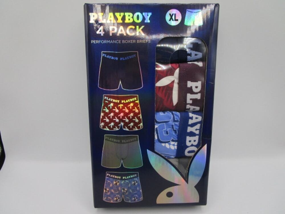 Playboy 4 Pack Performance Moisture Wicking Red Gray Men's XL Boxer Briefs